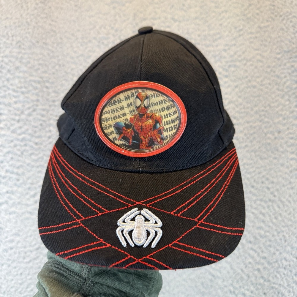 Marvel Kids Spider Man Boy's Strapback Hat‎ Black Size 4-7  Embroidered Y2k